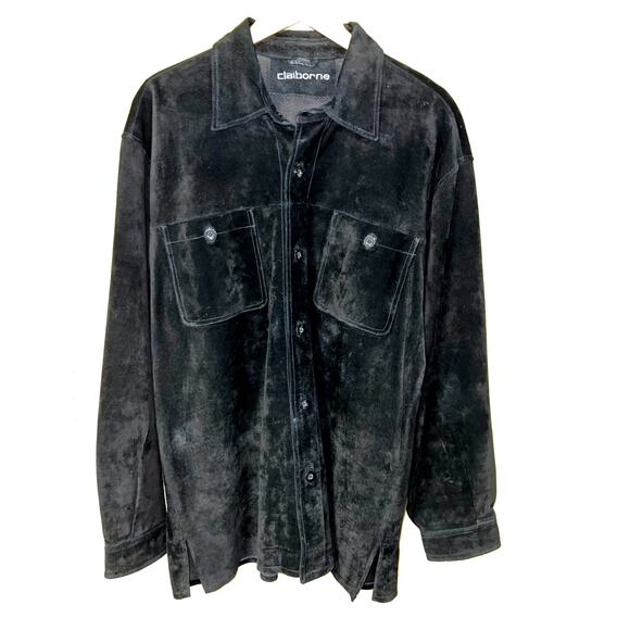 Vintage Liz Claiborne Jacket Coat Womens Large Suede Leather Shacket Western Y2K - Picture 1 of 9